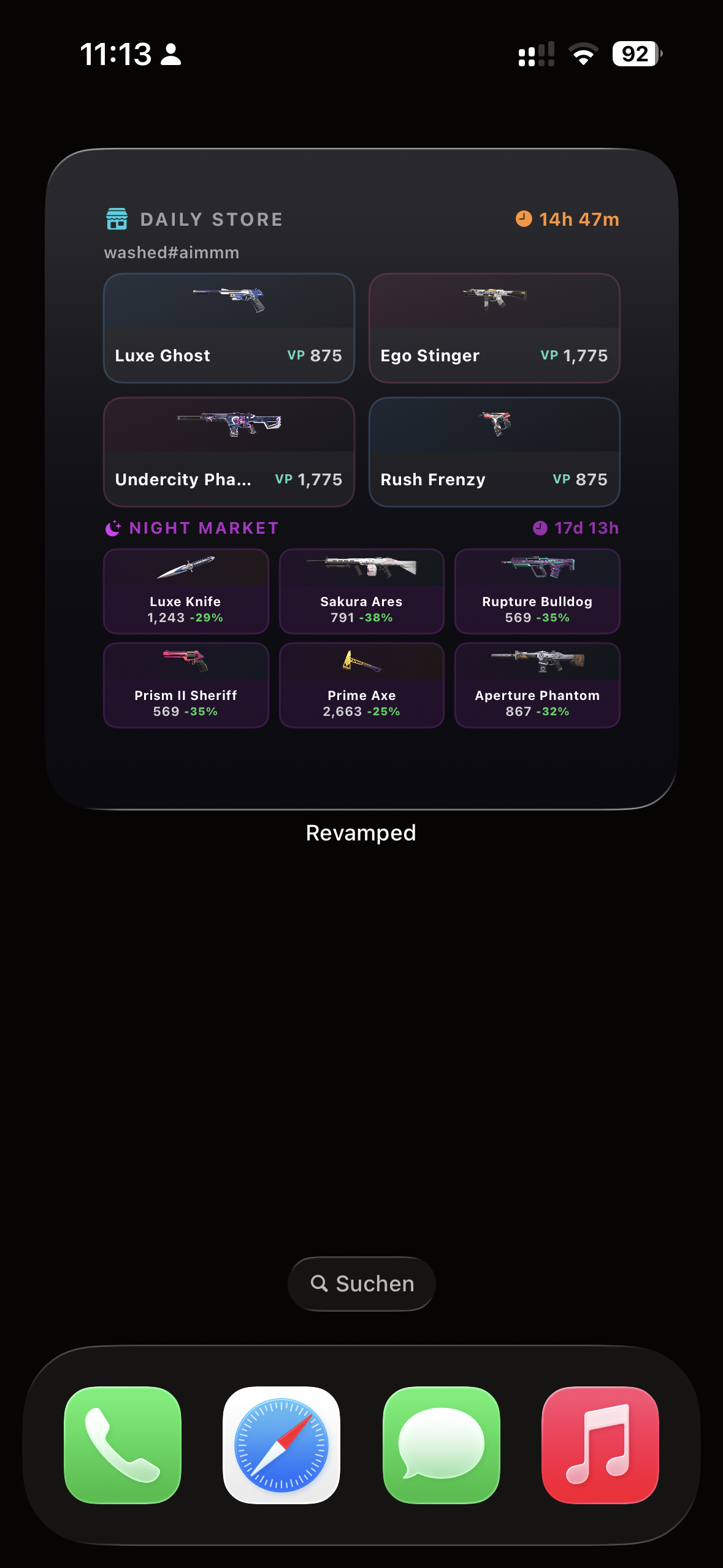 Store Widget — Daily offers and Night Market with countdown timers